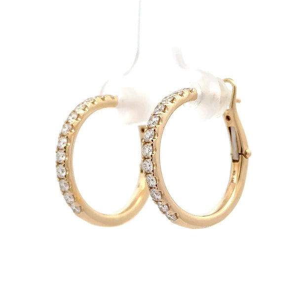 14K Yellow Gold Diamond Hoop Earrings