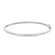 14K White Gold Diamond Bangle Bracelet