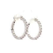 14K White Gold Diamond Hoop Earrings