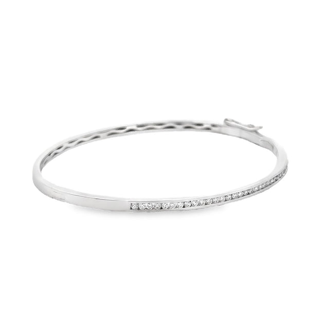 14K White Gold Diamond Bangle Bracelet