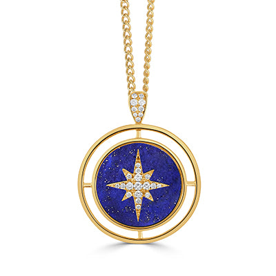 Doves 18K Yellow Gold Lapis & Diamond Celestia Necklace