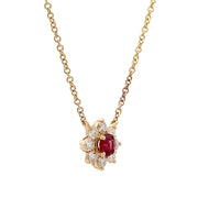 14K Yellow Gold Ruby & Diamond Necklace