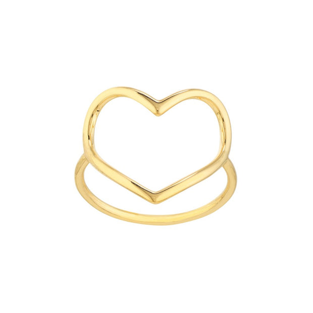 14K Yellow Gold Organic Open Heart Ring