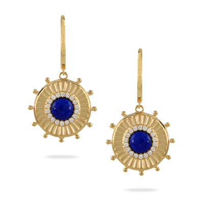 Doves 18K Yellow Gold Lapis & Diamond Maritime Earrings