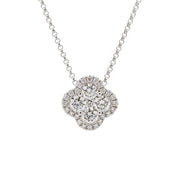 14K White Gold Clover-Style Diamond Necklace