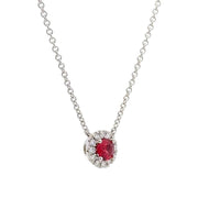 14K White Gold Ruby & Diamond Necklace