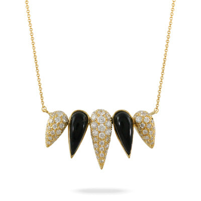 Doves 18K Yellow Gold Onyx & Diamond Necklace