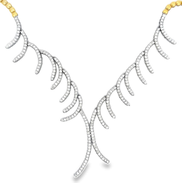 18K Yellow & White Gold Contemporary Diamond Necklace
