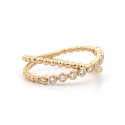 14K Yellow Gold Criss-Cross Diamond Ring