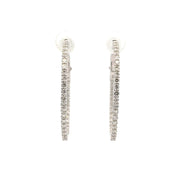 14K White Gold Diamond Hoop Earrings