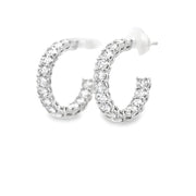 18K White Gold Oval-Cut Diamond Hoop Earrings