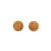 Estate 22K Yellow Gold & Rhodium Domed Earrings