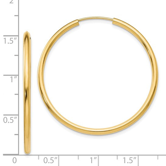 14K Yellow Gold Large Endless Hoop Earrings