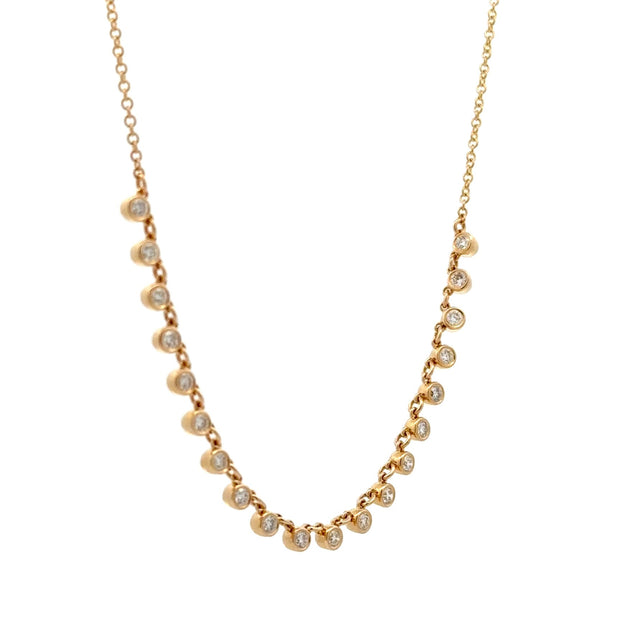 14K Yellow Gold Dangle Diamond Necklace