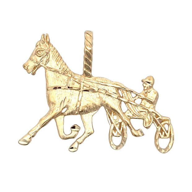 Estate 14K Yellow Gold Horse Harness Racing Pendant