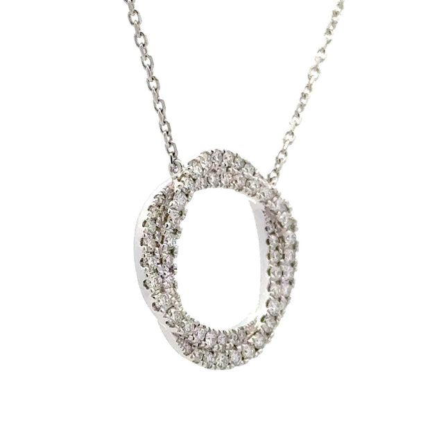 14K White Gold Interlocking Circle Diamond Necklace