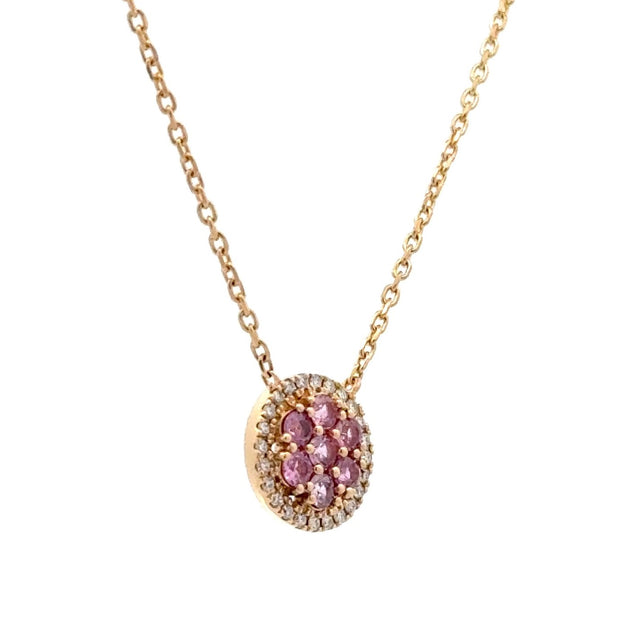 14K Yellow Gold Pavé-Set Pink Sapphire & Diamond Necklace