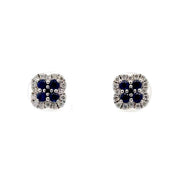 14K White Gold Sapphire & Diamond Stud Earrings