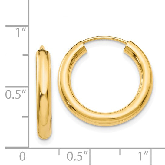 14K Yellow Gold Endless Hoop Earrings