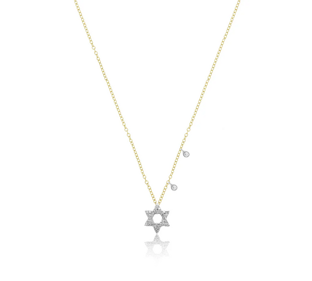 Meira T 14K Yellow & White Gold Dainty Jewish Star Necklace