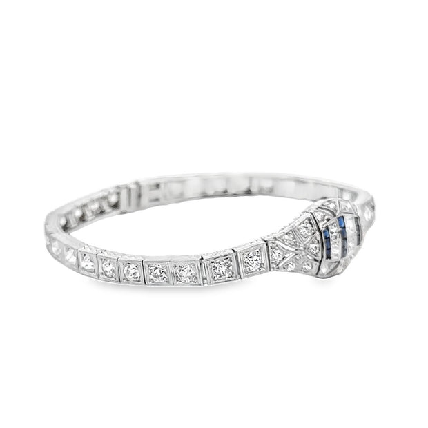 Platinum Antique Diamond & Sapphire Bracelet