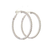 14K White Gold Diamond Hoop Earrings