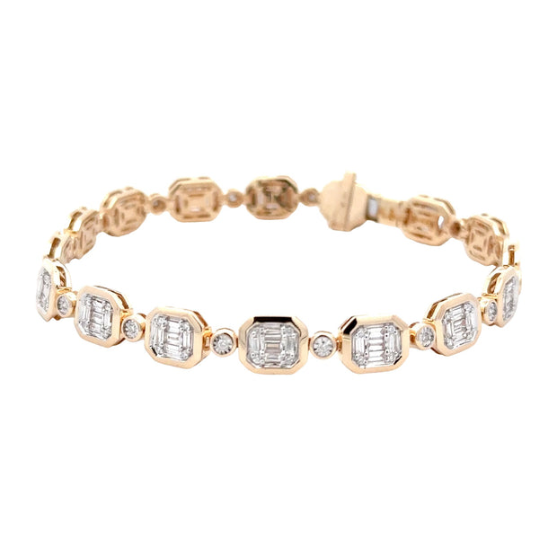 14K Yellow Gold Cluster-Style Diamond Bracelet
