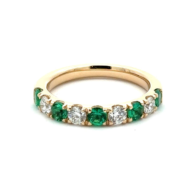 14K Yellow Gold Emerald & Diamond Ring