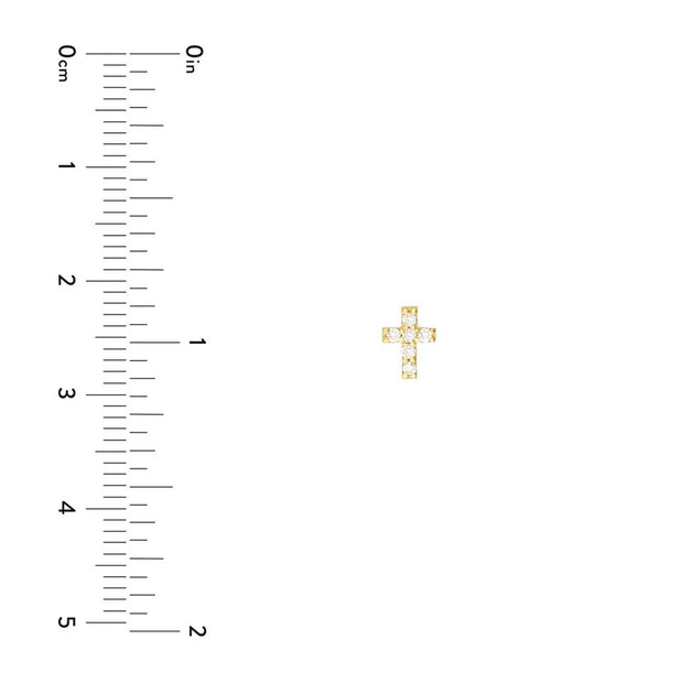 14K Yellow Gold Diamond Cross Stud Earrings