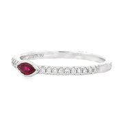 18K White Gold Ruby & Diamond Stackable Ring