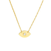 14K Yellow Gold Diamond Evil Eye Necklace