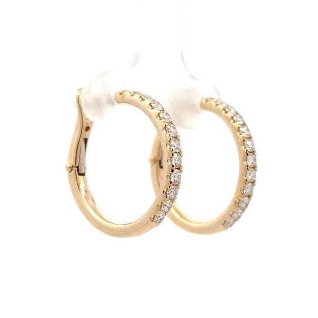 14K Yellow Gold Diamond Hoop Earrings