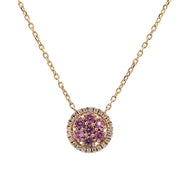 14K Yellow Gold Pavé-Set Pink Sapphire & Diamond Necklace