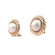 Estate 14K Yellow Gold Mabé Pearl Button Earrings