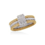 ALOR Cable 3-Row Band Ring with 18kt Gold & Diamonds;