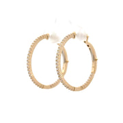 14K Yellow Gold Diamond Hoop Earrings