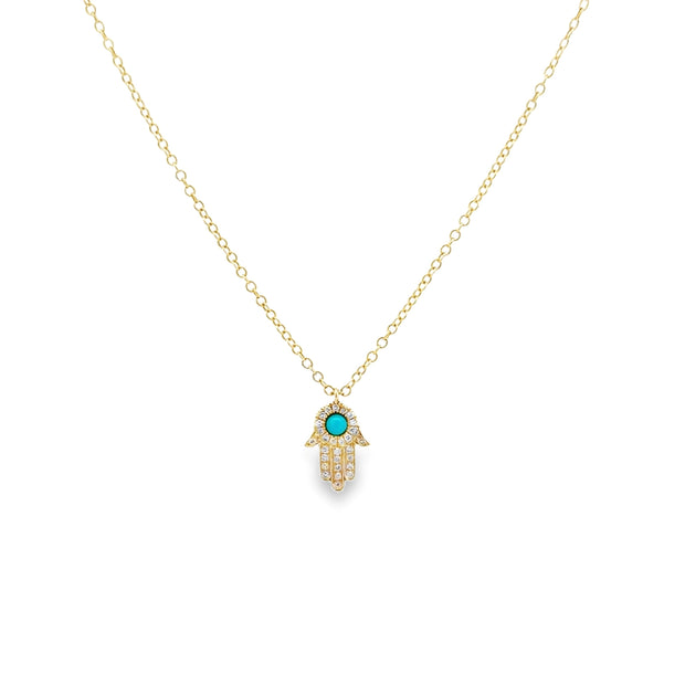 Meira T 14K Yellow Gold Turquoise & Diamond Hamsa Necklace