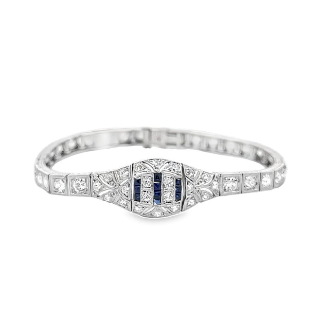 Platinum Antique Diamond & Sapphire Bracelet