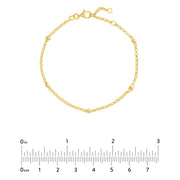 14K Yellow Gold Diamond-Cut Bead Station Bracelet