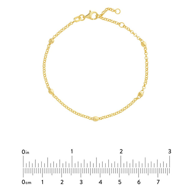 14K Yellow Gold Diamond-Cut Bead Station Bracelet