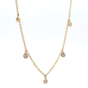 14K Yellow Gold Dangle Diamond Station Necklace