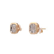 14K Yellow Gold Cluster-Style Diamond Earrings
