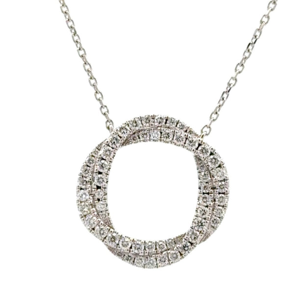 14K White Gold Interlocking Circle Diamond Necklace