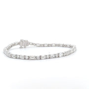 14K White Gold Emerald-Cut & Round-Cut Diamond Tennis Bracelet