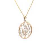 14K Yellow Gold Diamond Tree of Life Necklace