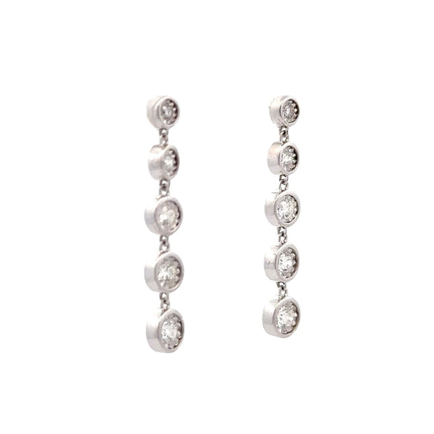 14K White Gold Dangle Diamond Earrings