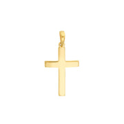 14K Yellow Gold Straight-Edged Polished Cross Pendant