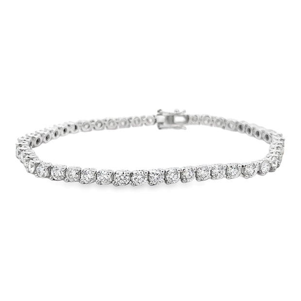 Platinum Two Prong Diamond Tennis Bracelet