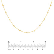 14K Yellow Gold Alternating Bezel Diamond & Bead Necklace