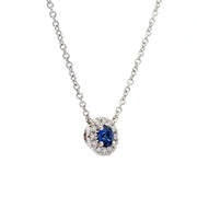 14K White Gold Sapphire & Diamond Necklace